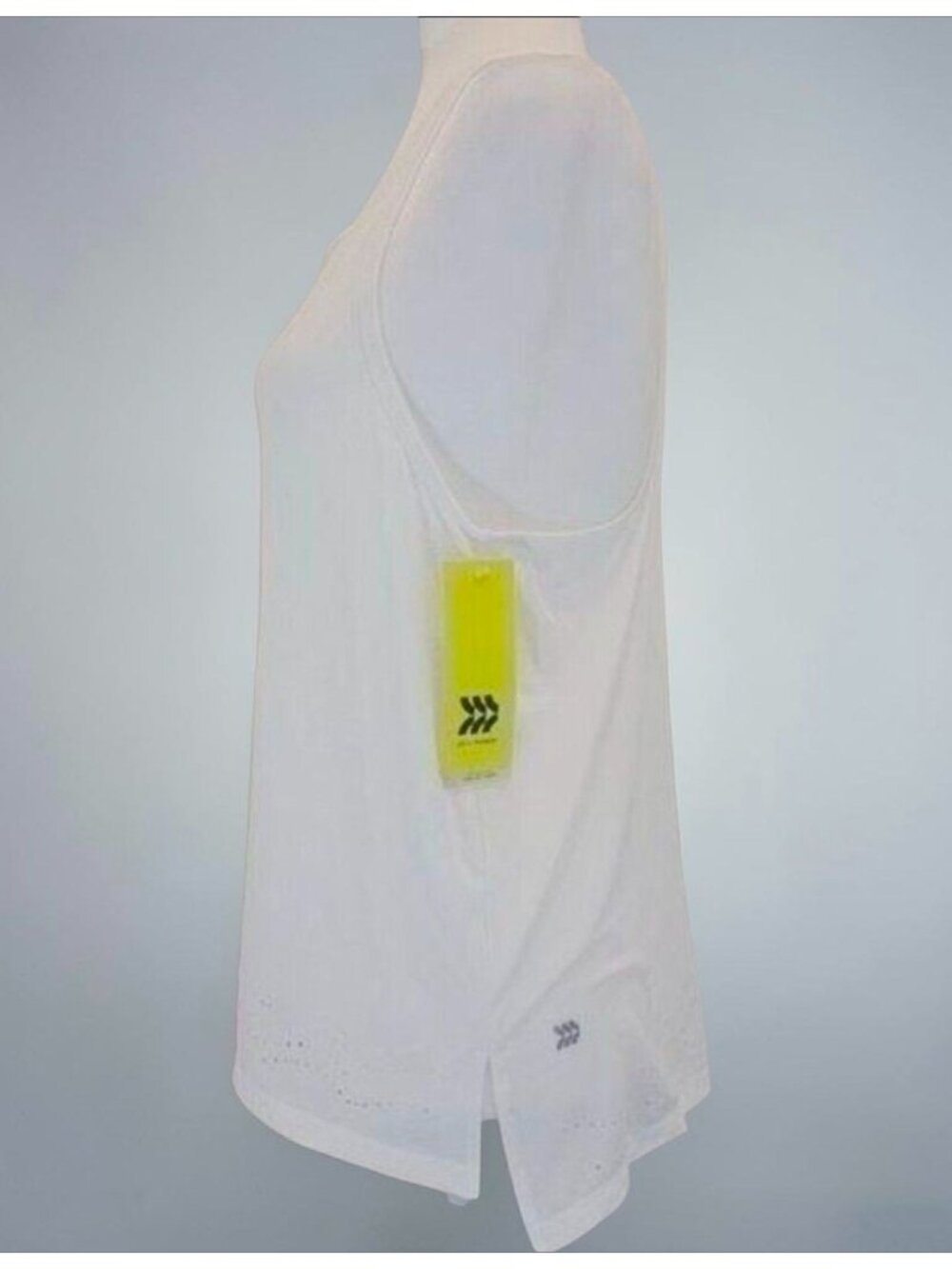 Loose-Fit White Racerback Tank Top With Laser-Cut Hem Detailing Lightweight Fabr - Picture 6 of 11